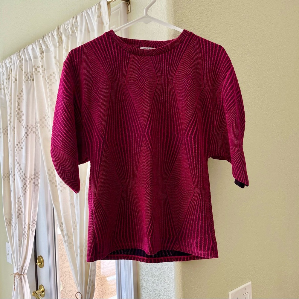 Zara Trafaluc | Fuchsia Texture Puffy Sleeves Top